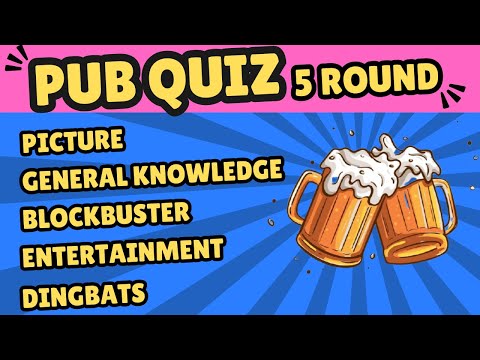 Online Pub Quiz: 5 Rounds of Picture, General Knowledge, Blockbuster, Entertainment, and Dingbats