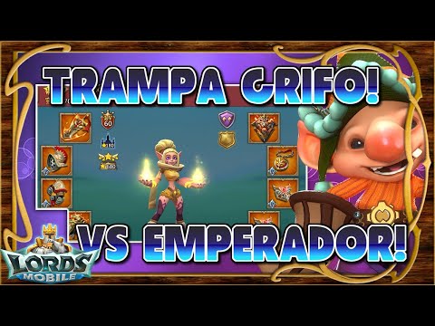 Trampa de Grifo vs 3 piezas Emperador! Lluvia de ataques mix en solo! - Lords Mobile ES