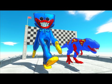 Huggy Wuggy vs Superman T-rex Speed Race Death Run - Animal Revolt Battle Simulator