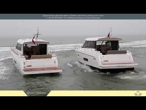 Two Sealine's identical with & without gyroscopic stabilizer. This one is with the Seakeeper.