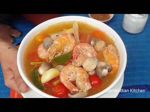 Tomyam Soup - Fresh Shrimp With Mushroom And Tomatoes Soup - Cooking Delicious Video