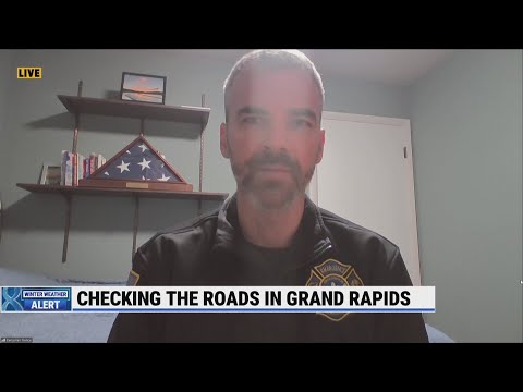 Checking the roads in Grand Rapids amid arctic air freeze