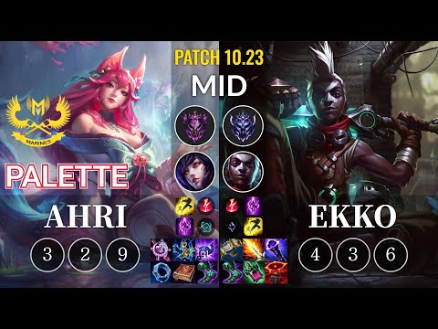 GAM Palette Ahri vs Ekko Mid - KR Patch 10.23