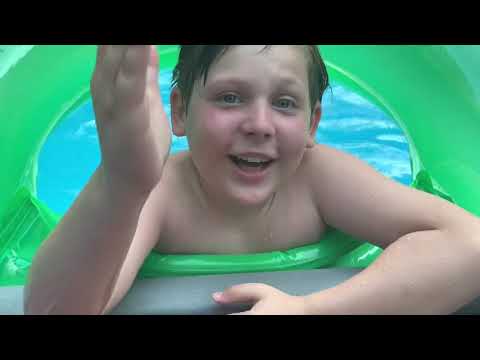 Last one to fall off the pool floaty-challenge