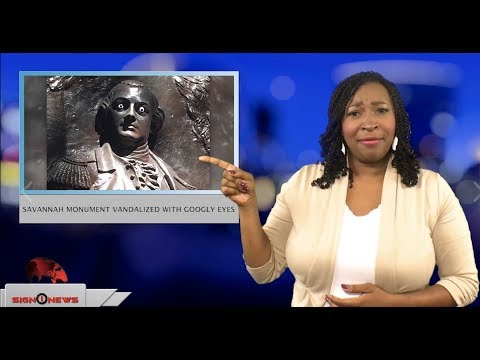 Savannah Monument vandalized with googly eyes (ASL - 10.14.18)