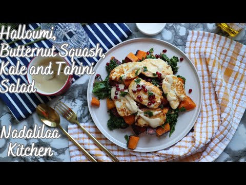 Halloumi, Butternut Squash, Kale and Tahini Salad