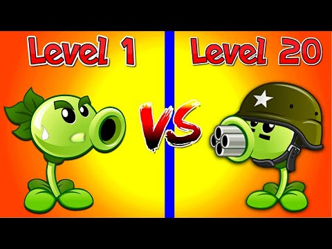 Every Plants! LEVEL 1 Vs. MAX LEVEL - Plants vs Zombies 2