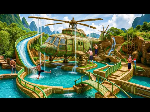90 Days Building an Underground Helicopter House with Underground Swimming Pool Using Primitive Tool