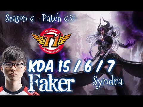 SKT T1 Faker SYNDRA vs VEL'KOZ Mid - Patch 6.21 NA Ranked