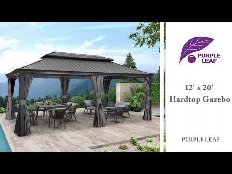 Purple Leaf 12' x 20' Grey Hardtop Gazebo