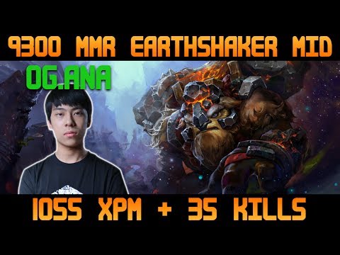 1055 XPM + 35 KILLS! OG.Ana plays Earthshaker MID! Dota 2 -