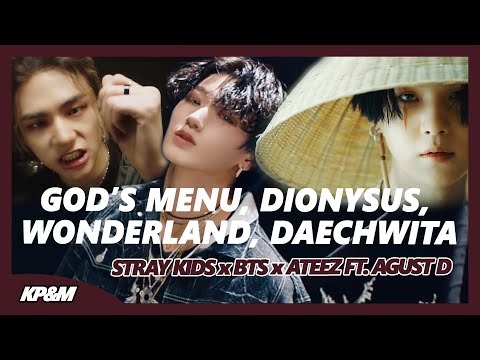🔥STRAYKIDS x BTS x ATEEZ x AGUSTD - God's Menu/Dionysus/Wonderland/Daechwita [KPickNMix KPOP MASHUP]
