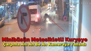 Yan Yoldan Kontrolsüz Çıkan Minibüs Motosiklete Çarptı
