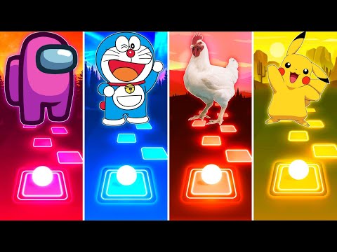 Among Us vs Doraemon vs Chicken vs Pikachu - Tiles Hop EDM Rush