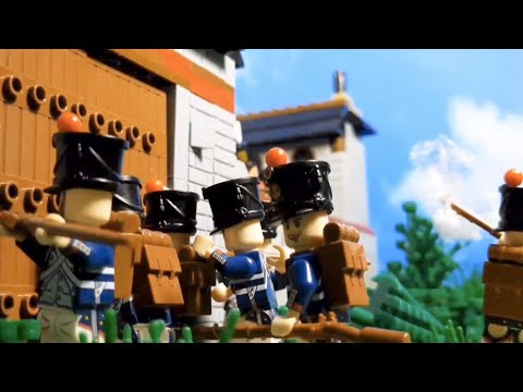 Napoleonic Wars. Battle of Waterloo at Hougoumont 1815. Lego Stop Motion Animation 