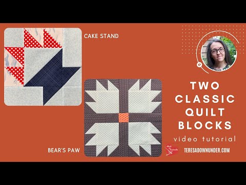 Two classic blocks: Bear's paw and cake stand quilt blocks