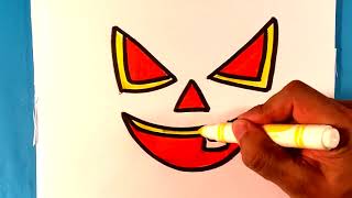 How to Draw Pumpkin Face - Halloween Drawings Easy