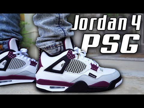 AIR JORDAN 4 "PSG" "PARIS SAINT-GERMAIN" REVIEW AND ON FOOT IN 4K !!!
