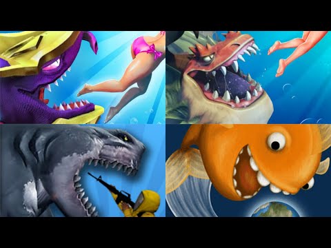 HUNGRY SHARK WORLD & EVOLUTION VS SHARKOSAURUS RAMPAGE VS TASTY BLUE  2023 - ALL SHARK UNLOCKED