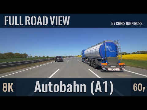 Autobahn (A1), Germany: Ahrensburg - Bargteheide - Bad Oldesloe - 8K (4320p/60p)