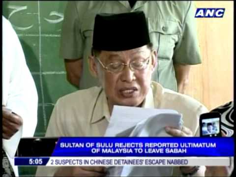 Sulu sultan rejects Malaysia's ultimatum