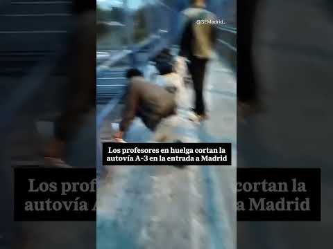 🚗 PROFESORES en HUELGA cortan la autovía A-3 en la entrada a Madrid por la educación pública 🟢📢