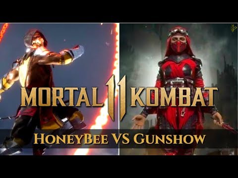 FIRST TIME USING SCORPION! MK11 Stress Test Gameplay! HoneyBee (Scorpion) vs Gunshow (Skarlet)
