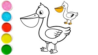 Learn to Draw and Color a Cute Pelican | Easy Bird Drawing for Kids