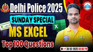 Delhi Police New Vacancy 2025 | DP Computer MS Excel Top 100 Questions | Delhi Police Computer MCQs