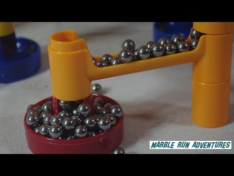 Steel Marble Run with Red, Yellow, Blue Funnels