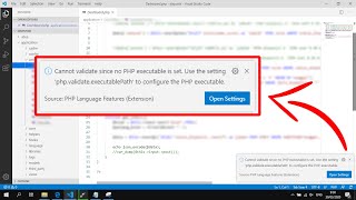 Solusi : Visual Studio Code - PHP IntelliSense - Cannot validate since no PHP executable is set