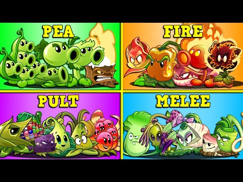 PEA x FIRE x PULT x MELEE Battlez - Who Will Win? - PvZ 2 Team Plants vs Teams Plant