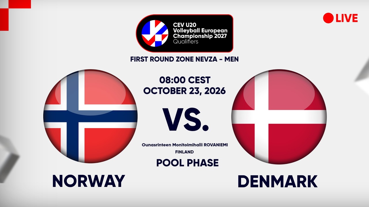 LIVE | NORWAY vs. DENMARK | CEV U20 EuroVolley 2027 Men | Qualifiers | NEVZA | POOL PHASE