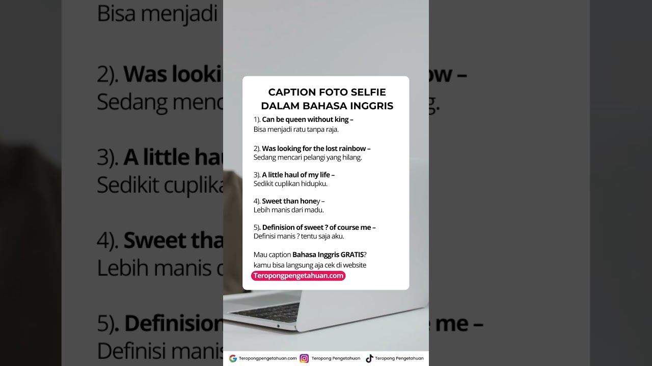 Ide caption foto selfie dalam bahasa Inggris. #caption #foto #selfie