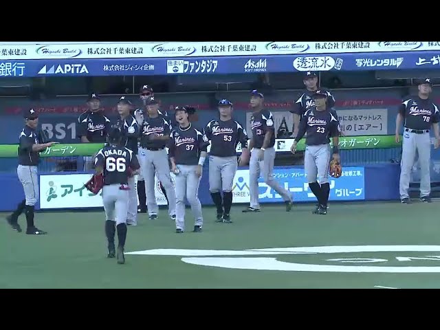 【2回表】安定感抜群のエリア66!! マリーンズ・岡田がフェンス際の大飛球をジャンピングキャッチ!! 2016/7/30 M-E