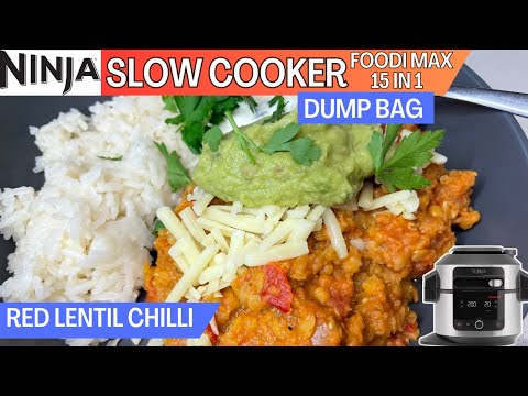 RED LENTIL CHILLI *SLOW COOK* Dump Bag Recipe | NINJA FOODI Recipe | Vegan, Vegetarian