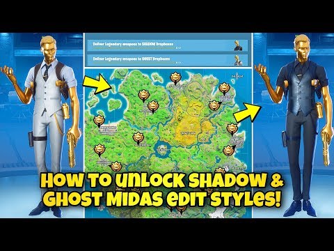 How To Unlock GHOST or SHADOW Midas Edit Style In Fortnite! (Deliver LEGENDARY Weapons to DROPBOXES)