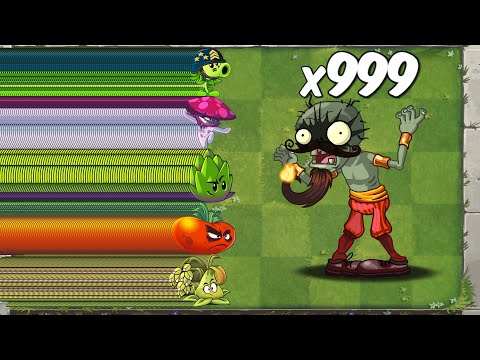 PvZ 2 Challenge - Every 100 Plant vs 999 Firebreather Zombie