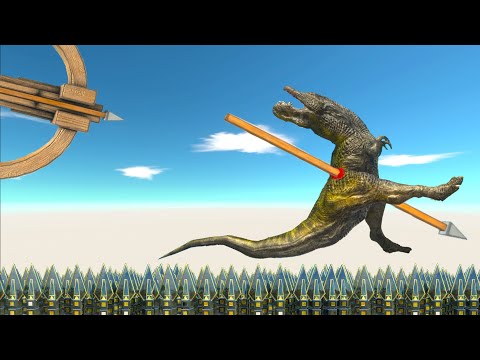 GIANT BALLISTA SHOOT Falling On Spikes ► Animal Revolt Battle Simulator