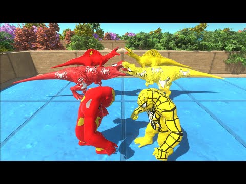 YELLOW TEAM VS RED TEAM DEATH RUN - ANIMAL REVOLT BATTLE SIMULATOR || tauPlays sims eps119