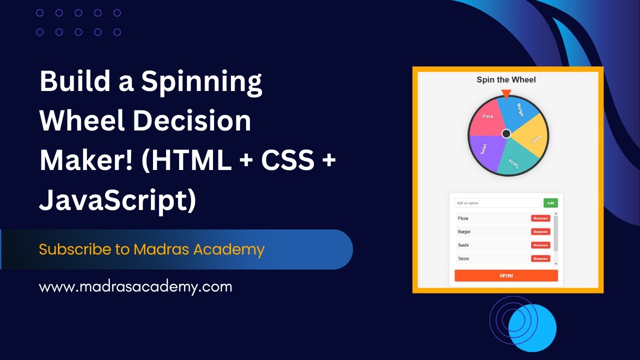 Build a Spinning Wheel App with JavaScript | Beginner-Friendly Tutorial 🎡✨