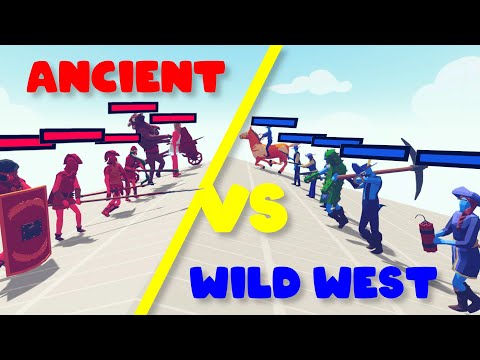 ANCIENT TEAM vs WILD WEST TEAM with HEALTH BARS | TABS - Totally Accurate Battle Simulator