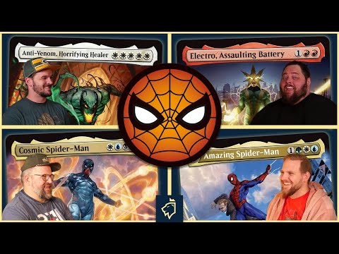 Anti-Venom vs Electro vs Amazing Spider-man vs Cosmic Spider-Man | Magic the Gathering EDH Gameplay