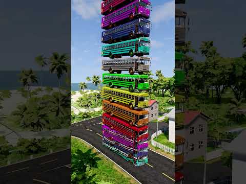 Bus Tower Fall | Bus Fall Crashes #118 - Beamngshort - BeamNG.Drive