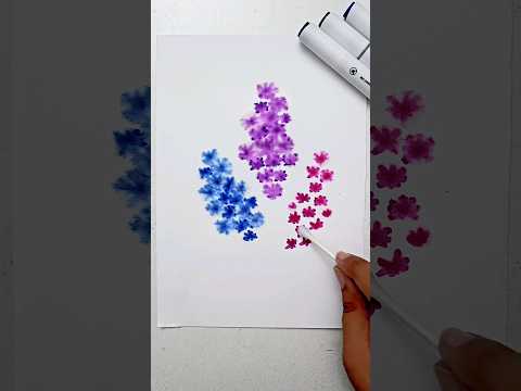 Easy Flower Painting with Brush Pen 😍🪻#shorts #satisfying