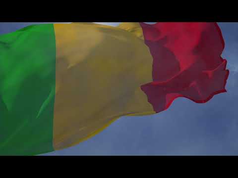 Waving flag and national anthem of Mali