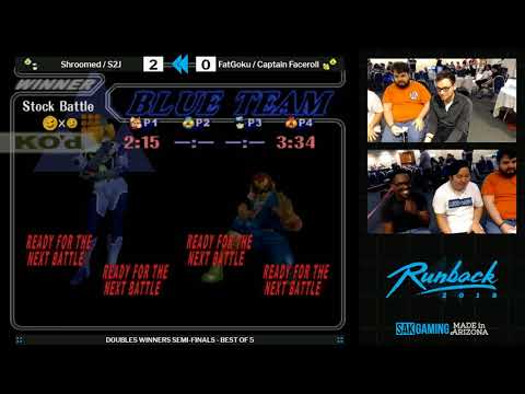 Runback 2018 Doubles Winners Semis - Shroomed/S2J (Blue) vs FatGoku/Captain Faceroll (Green)