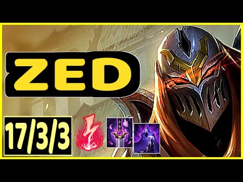 XKACE (ZED) - 17/3/3 KDA MID GAMEPLAY - NA Ranked DIAMOND