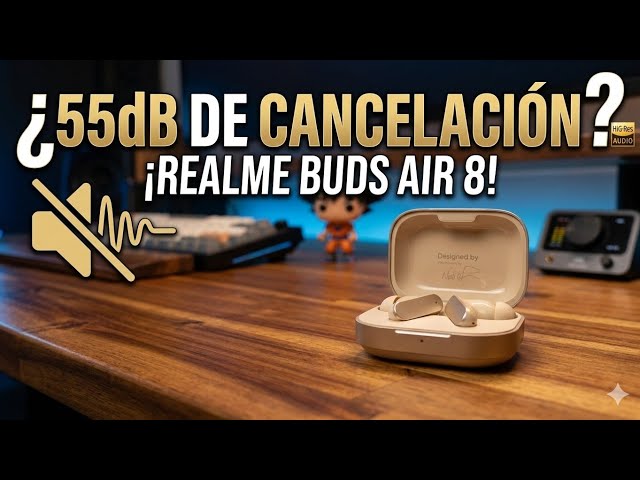 Vídeo relacionado con realme Buds Air 8 Auriculares Bluetooth, 55dB ANC Adaptativo y 58h Autonomía, Auriculares Inalámbricos con 11+6 Mm Controlador, Ear-by AI Asistente y AI Traductor, Audio Hi-Res LHDC 5.0, IP55, Gris