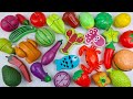 Satisfying Video ASMR Cutting Plastic Wooden Fruits Vegetables Durian Dragon Fruit Pear Pop It